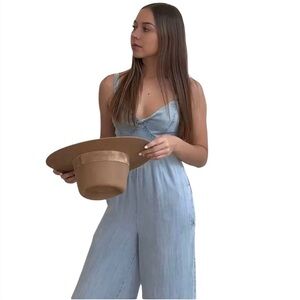 GENTLE FAWN Wide Leg‎ Blue Jampsuite Babydoll Fairygoth Quiet Luxury Resort Wear